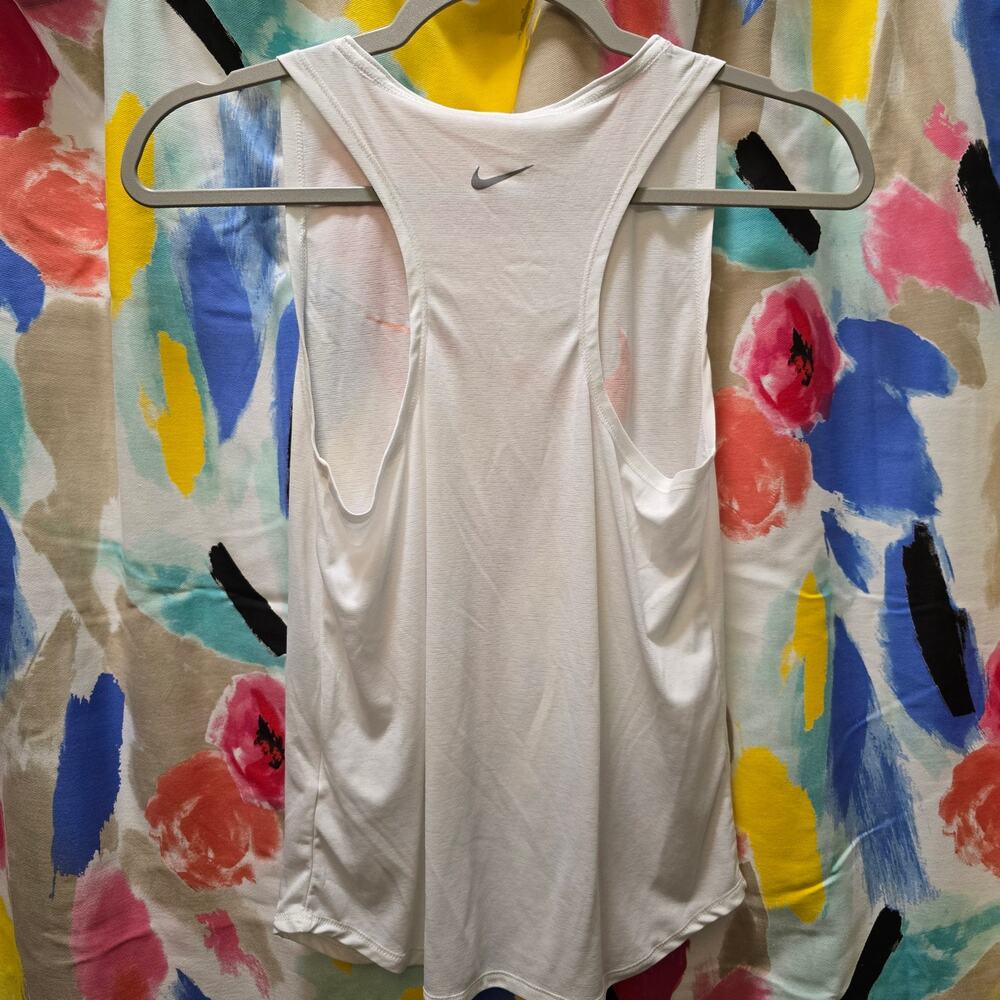 Nike Dri-Fit white racerback tank large orange‎ center swoosh XS - Picture 7 of 10